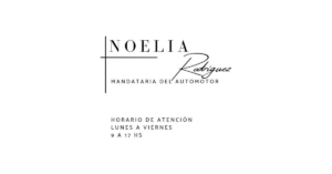 Tarjeta de Noelia Rodríguez, Mandataria del Automotor, con horario de atención de lunes a viernes de 9 a 17 hs