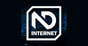Logo hexagonal de ND Internet en blanco sobre fondo oscuro
